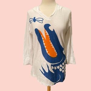 Marushka Handprints Alligator Dragonfly Hoodie T Shirt Size Medium